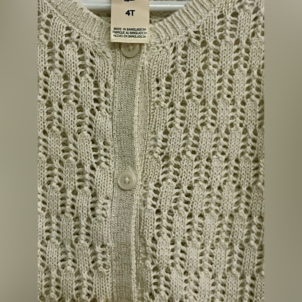 Osh Kosh B’Gosh Toddler Girls 4T Gold Thread Cardigan Sweater NWT - Picture 2 of 3
